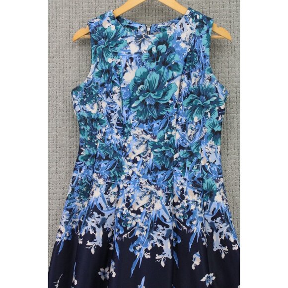 Danny And Nicole A Line Dress Womens Sz 10 Blue Casual Floral Pattern Sleeveless - Picture 2 of 7